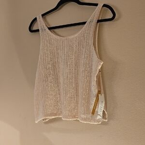 Hayden Cream Ribbed Sleeveless Crop Top